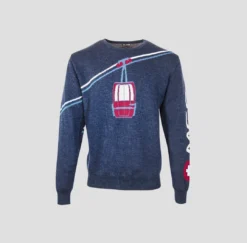 MGG MERINO TRUI MET CREW HALS - MARINEBLAUW - ROBIJNROOD