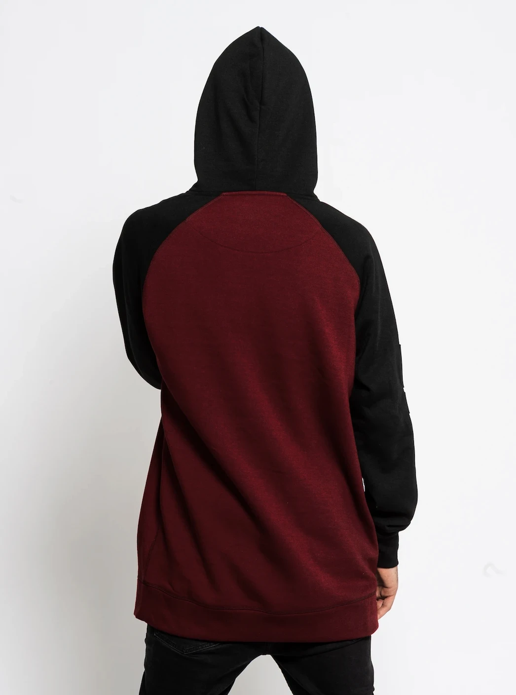 Oneskee Waterdichte Heren Hoodie Burgundy/Zwart - Heren 2 Oneskee Waterdichte Heren Hoodie Burgundy/Zwart - Heren - Afbeelding 2