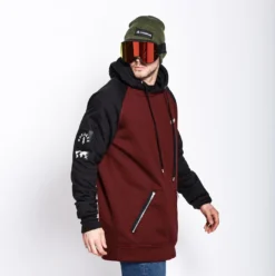 Oneskee Waterdichte Heren Hoodie Burgundy/Zwart - Heren
