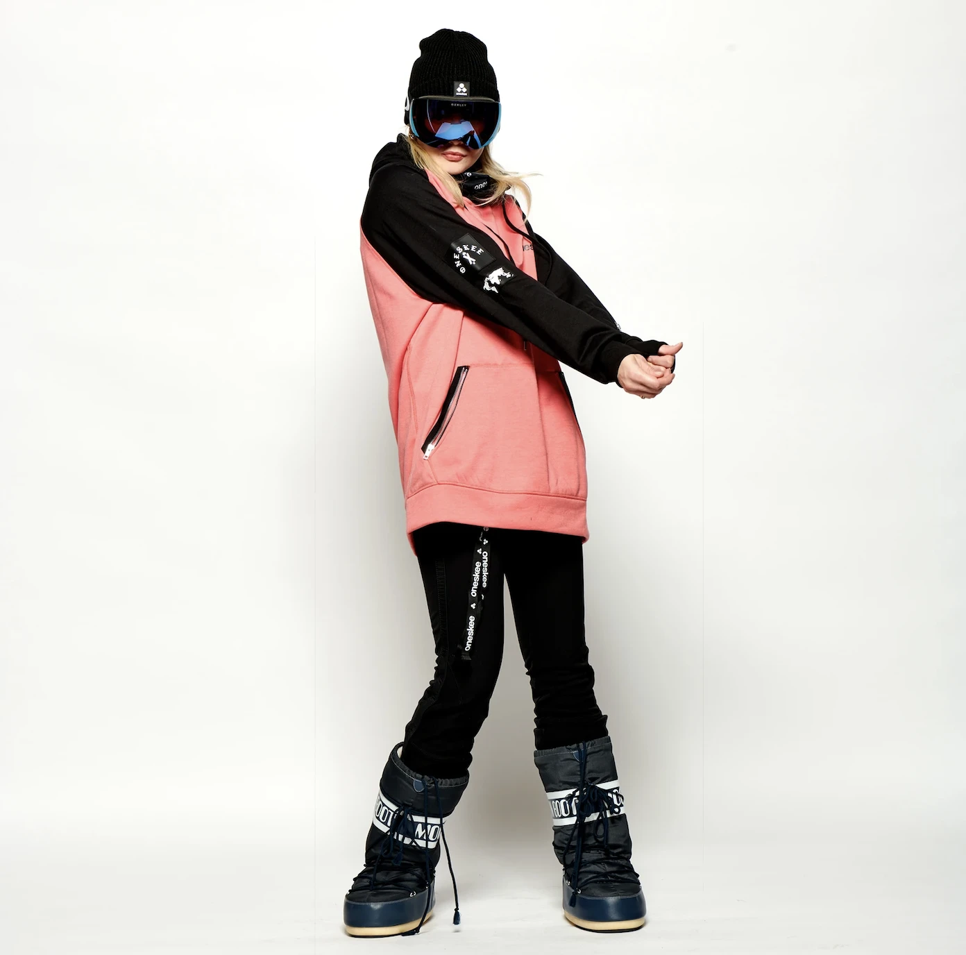 Waterdichte Heren Hoodie Roze/Zwart - Dames 2 Waterdichte Heren Hoodie Roze/Zwart - Dames - Afbeelding 2