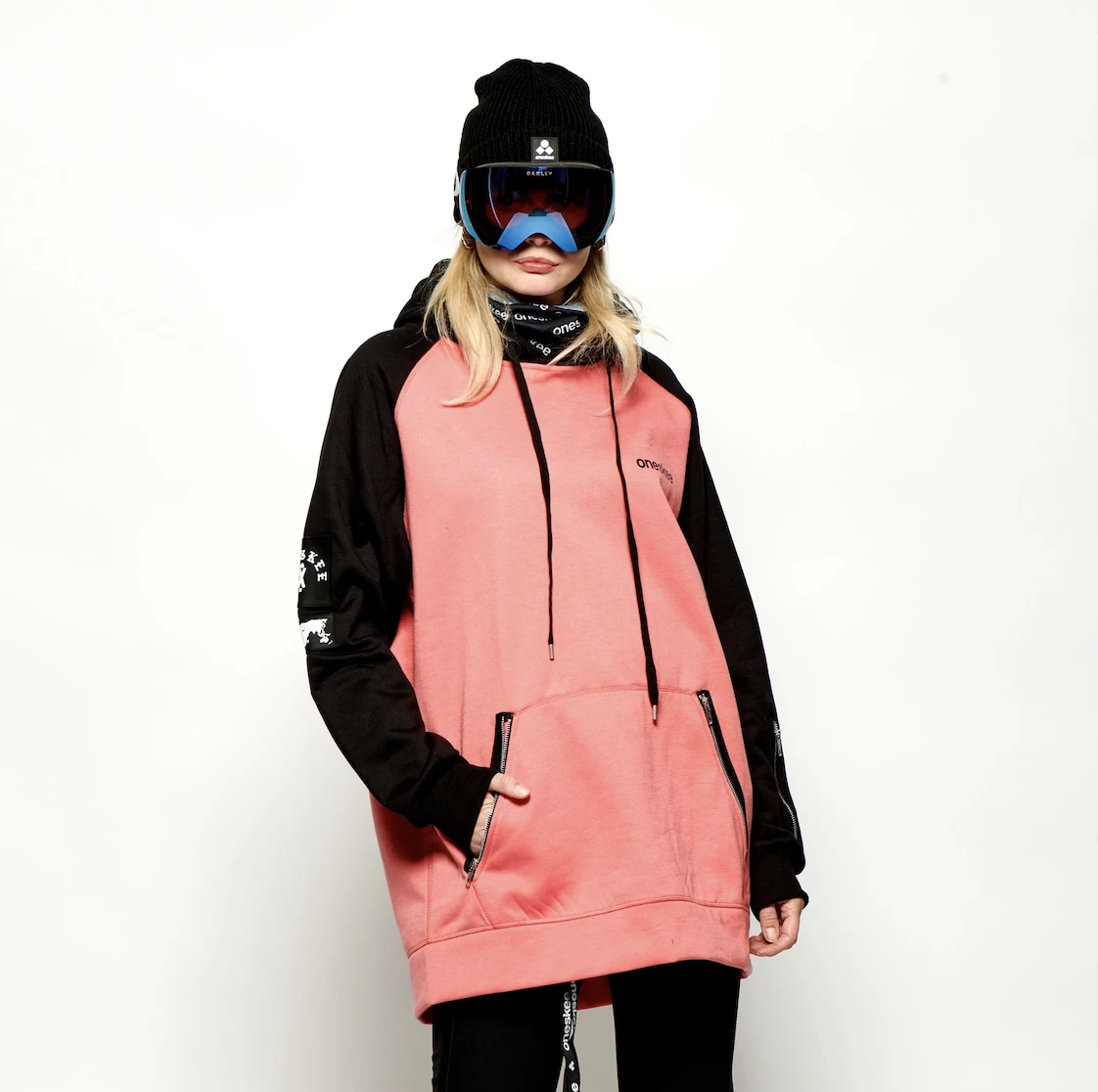 Waterdichte Heren Hoodie Roze/Zwart - Dames 1 Waterdichte Heren Hoodie Roze/Zwart - Dames