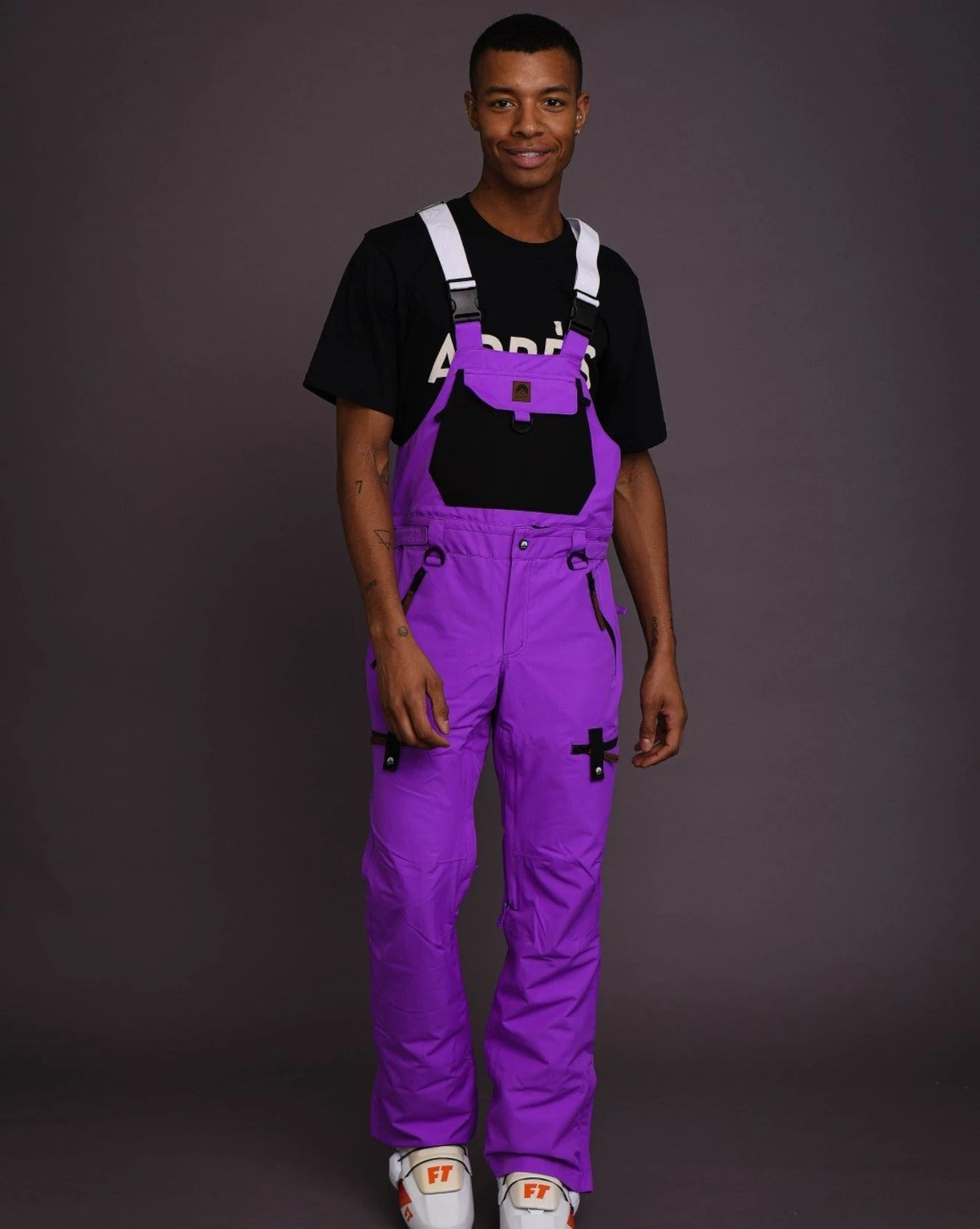 FRESH POW HEREN SKI & SNOWBOARD BIB BROEK - PAARS & ZWART 2 FRESH POW HEREN SKI & SNOWBOARD BIB BROEK - PAARS & ZWART - Afbeelding 2