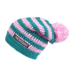 Poederbaas Gehaakte Skimuts - Roze/Groen