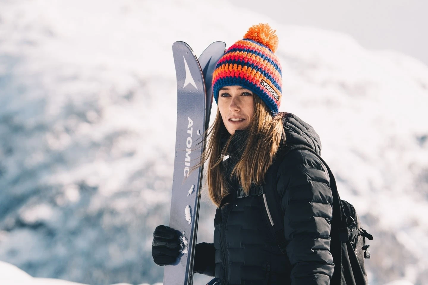 Poederbaas Kleurrijke Muts Met Fleece - Oranje/roze/donkerblauw 2 Poederbaas Kleurrijke Muts Met Fleece - Oranje/roze/donkerblauw - Afbeelding 2