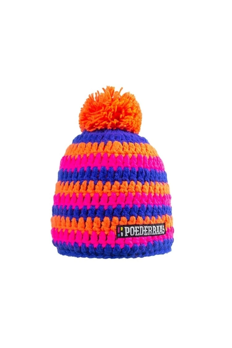 Poederbaas Kleurrijke Muts Met Fleece - Oranje/roze/donkerblauw 1 Poederbaas Kleurrijke Muts Met Fleece - Oranje/roze/donkerblauw