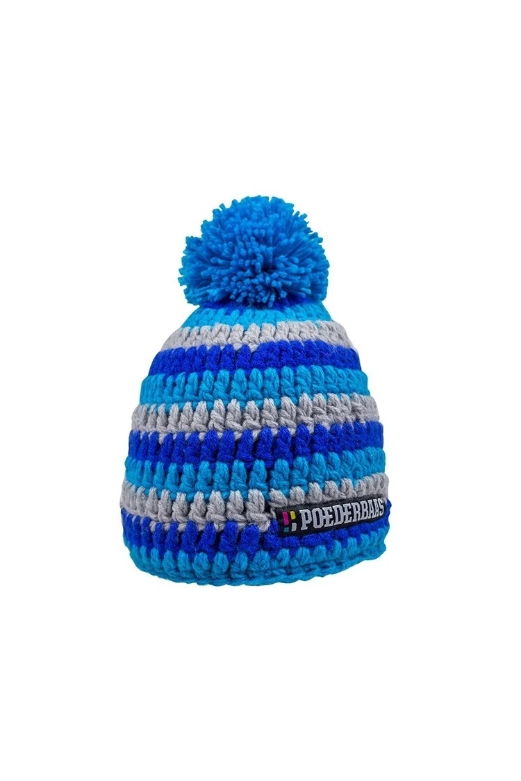 Poederbaas Korte Muts Met Pompon - Grijs/blauw 1 Poederbaas Korte Muts Met Pompon - Grijs/blauw