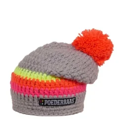 Poederbaas Lange Gekleurde Muts - Grijs/roze/geel/oranje