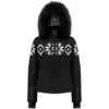 Zwarte Stretch Ski Jas Met Nepbont Poivre Blanc