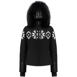 Zwarte Stretch Ski Jas Met Nepbont Poivre Blanc