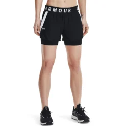 Under Armour Play Up 2-in-1 Shorts-Black / Black / White