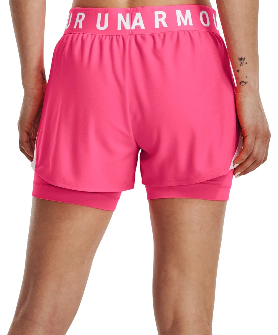 Under Armour Play Up 2-in-1 Shorts-Cerise/White/White 2 Under Armour Play Up 2-in-1 Shorts-Cerise/White/White - Afbeelding 2