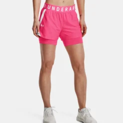 Under Armour Play Up 2-in-1 Shorts-Cerise/White/White