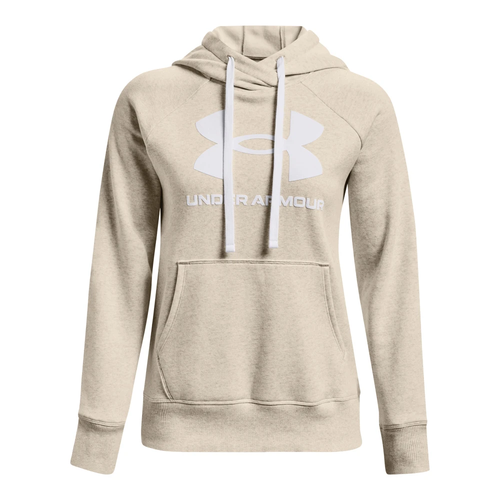 Under Armour Rival Fleece Logo Hoodie-Oatmeal Light Heather / / White 2 Under Armour Rival Fleece Logo Hoodie-Oatmeal Light Heather / / White - Afbeelding 2