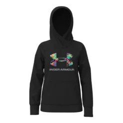 Under Armour Rival Logo Hoodie-Zwart / / Retro Roze