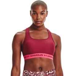 Under Armour UA Crossback Mid Bra-Black Rose / Penta Pink / Black Rose