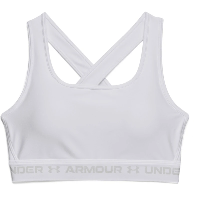 Under Armour UA Crossback Mid Bra-Wit/Halo Grijs 3 Under Armour UA Crossback Mid Bra-Wit/Halo Grijs - Afbeelding 3