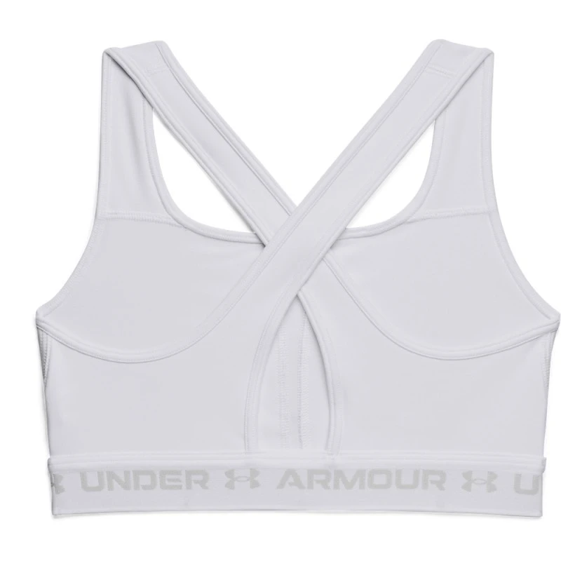 Under Armour UA Crossback Mid Bra-Wit/Halo Grijs 4 Under Armour UA Crossback Mid Bra-Wit/Halo Grijs - Afbeelding 4