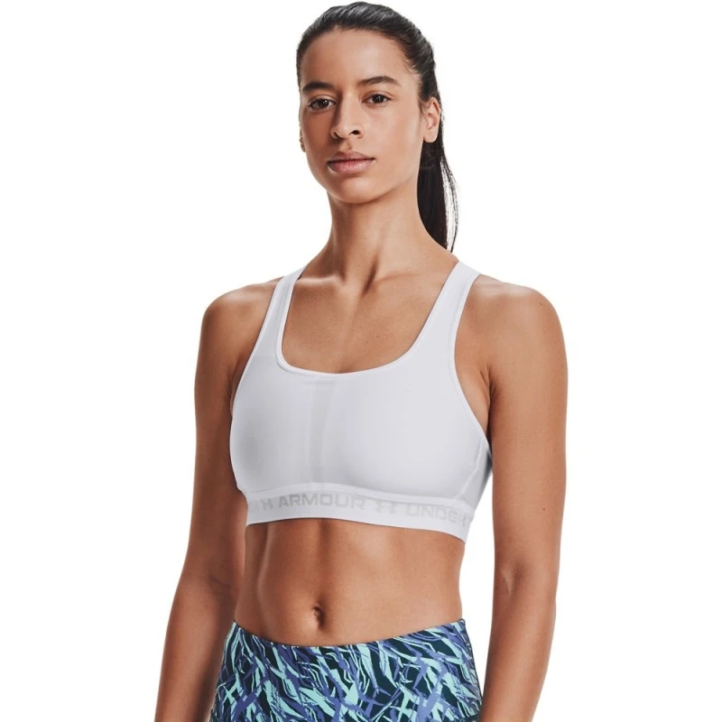 Under Armour UA Crossback Mid Bra-Wit/Halo Grijs 1 Under Armour UA Crossback Mid Bra-Wit/Halo Grijs