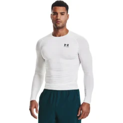 Under Armour UA HG Armor Comp LS- Wit - Sportshirt Lange Mouwen - Heren