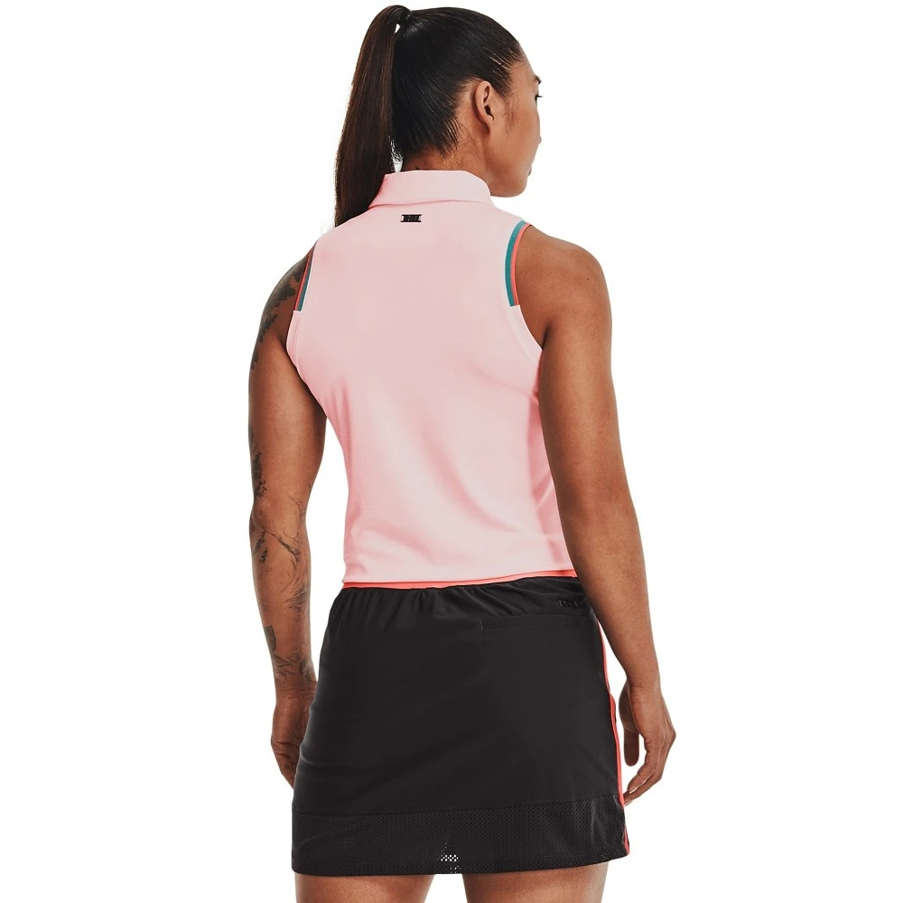 Under Armour UA Zinger Point Slvls Polo-wit/roze Zand/metallic Zilver 2 Under Armour UA Zinger Point Slvls Polo-wit/roze Zand/metallic Zilver - Afbeelding 2
