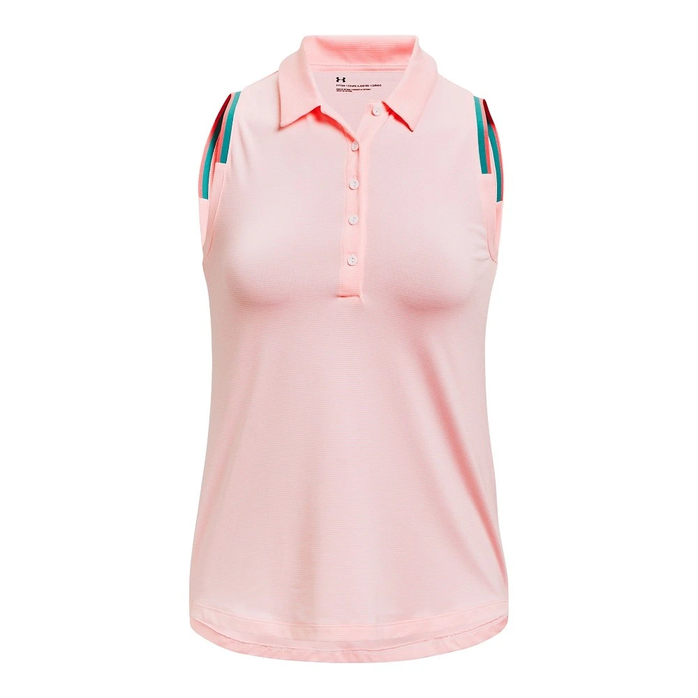 Under Armour UA Zinger Point Slvls Polo-wit/roze Zand/metallic Zilver 3 Under Armour UA Zinger Point Slvls Polo-wit/roze Zand/metallic Zilver - Afbeelding 3
